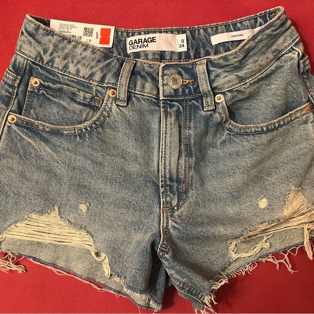 Garage Blue Festival Denim Shorts (Size 0/24)